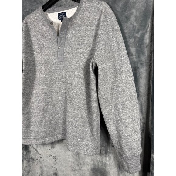J.Crew Authentic Fleece Henley Mens Sweatshirt Large Gray - Picture 5 of 10